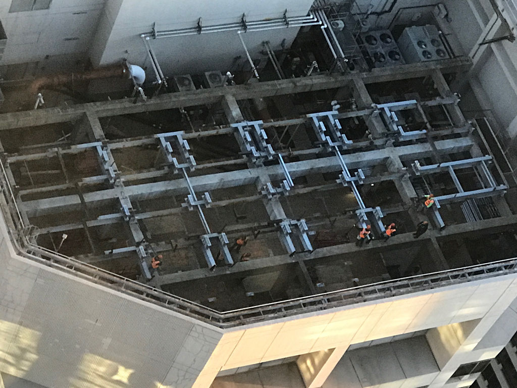 Reinforced steel and framing prepared for the Centre Square cooling tower replacement