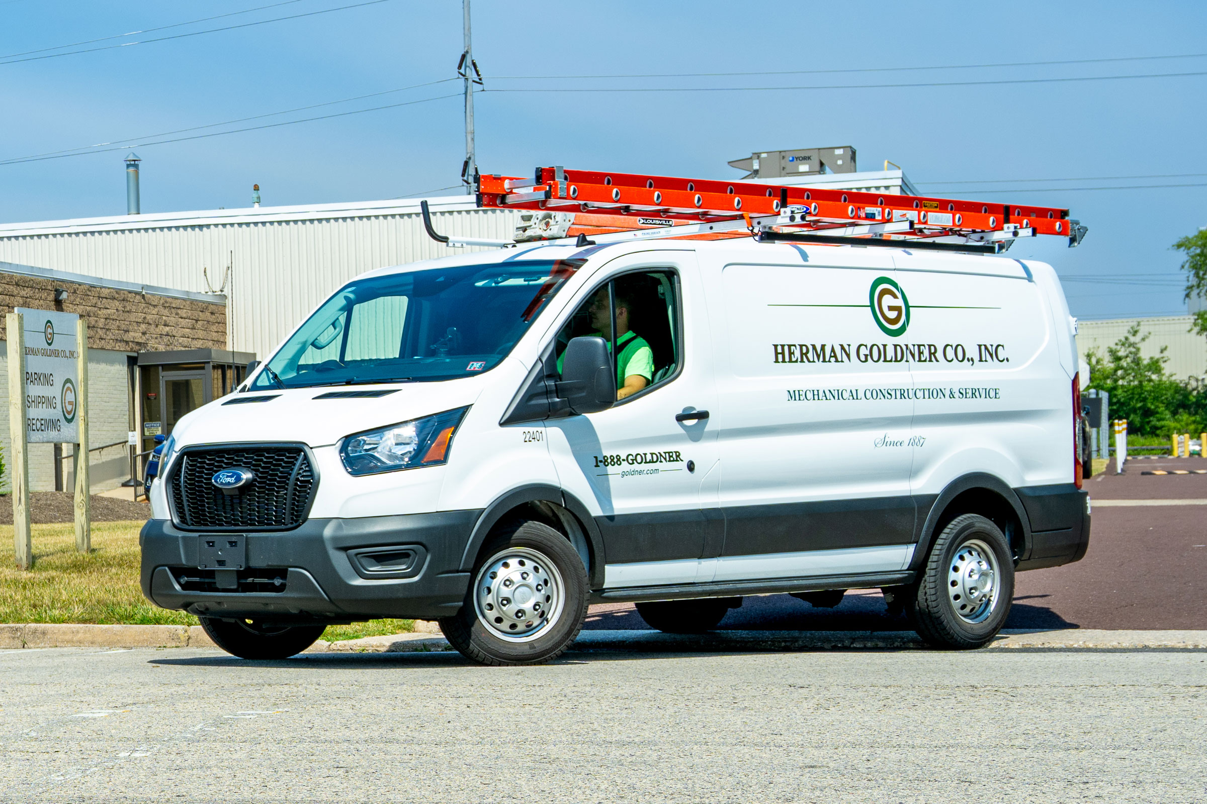 Herman Goldner Co., Inc. service van providing 24/7 mechanical and HVAC services across Philadelphia, New Jersey, and Delaware.